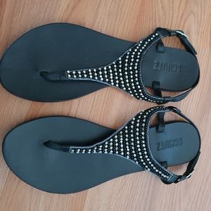 Schutz black leather sandals